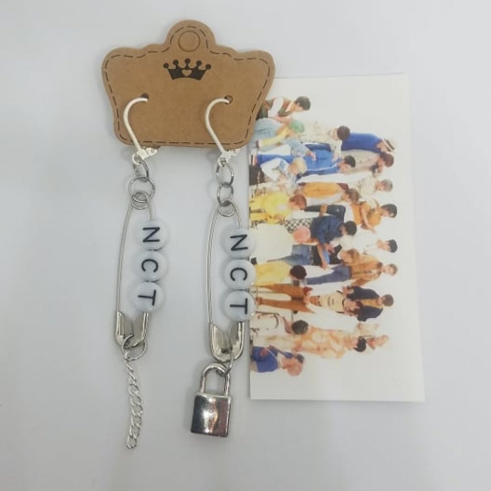 NCT Kpop Safety Pin Drop Dangle Earrings - Kpop Merchandise - NCTzen